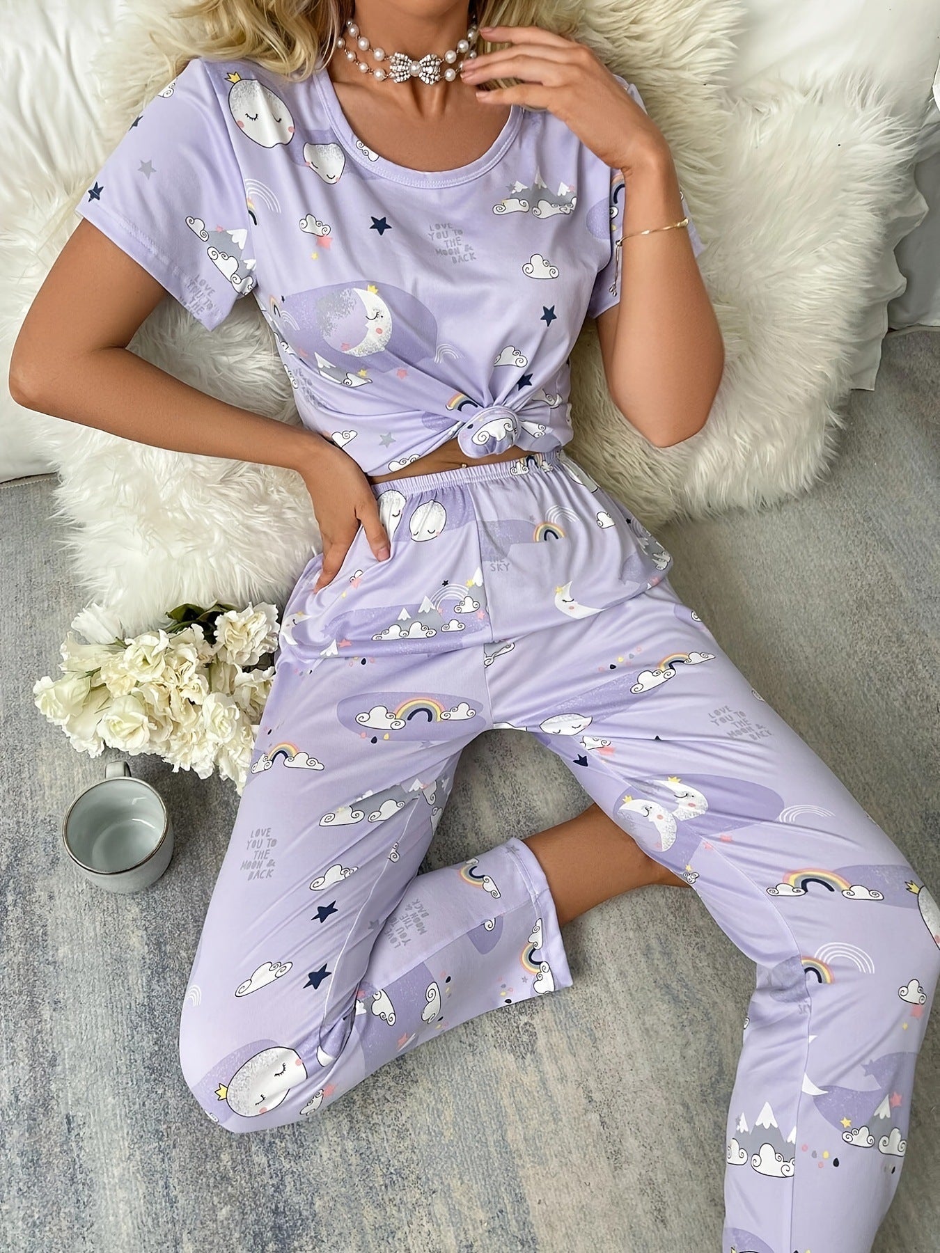 Fashion Suspender Pants For Women's Sleeping Set