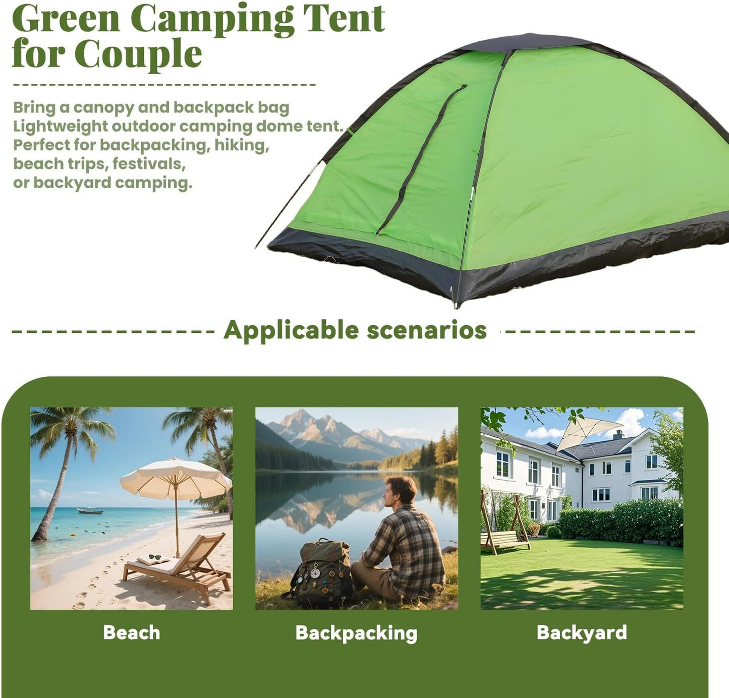 2 Person Dome Tents For Camping - Waterproof Lightweight Dome Tent