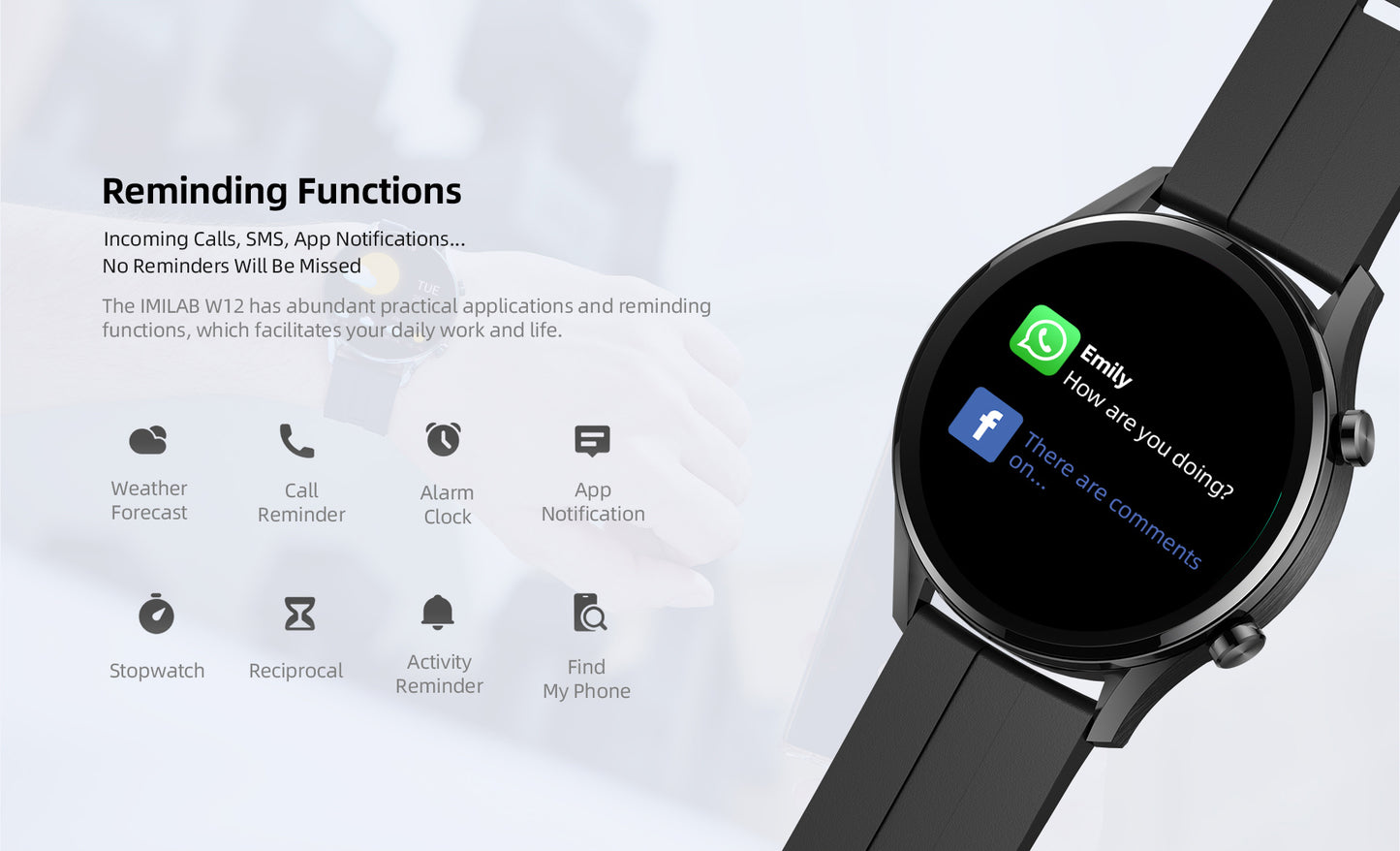 Smart Watch For Men Women Bluetooth Sports Fitness Tracker Heart Rate IP68 Waterproof -Black