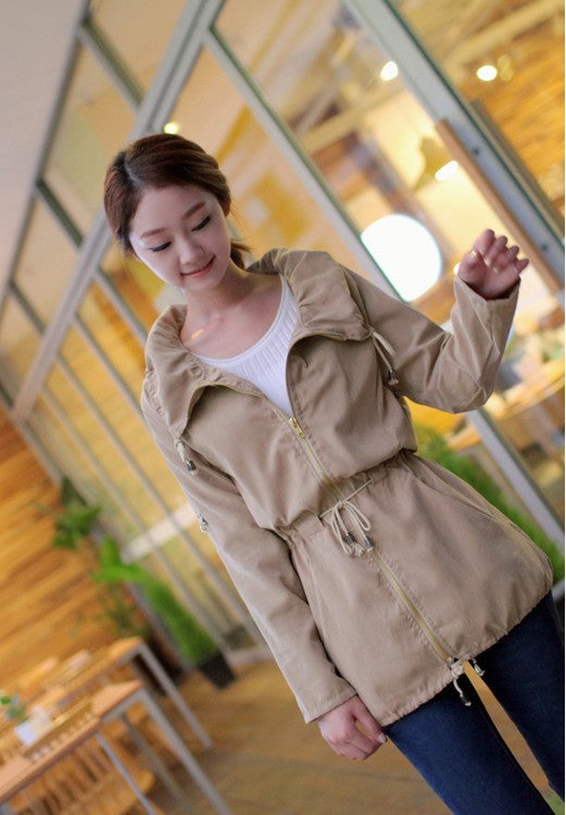 Women's drawstring trench coat