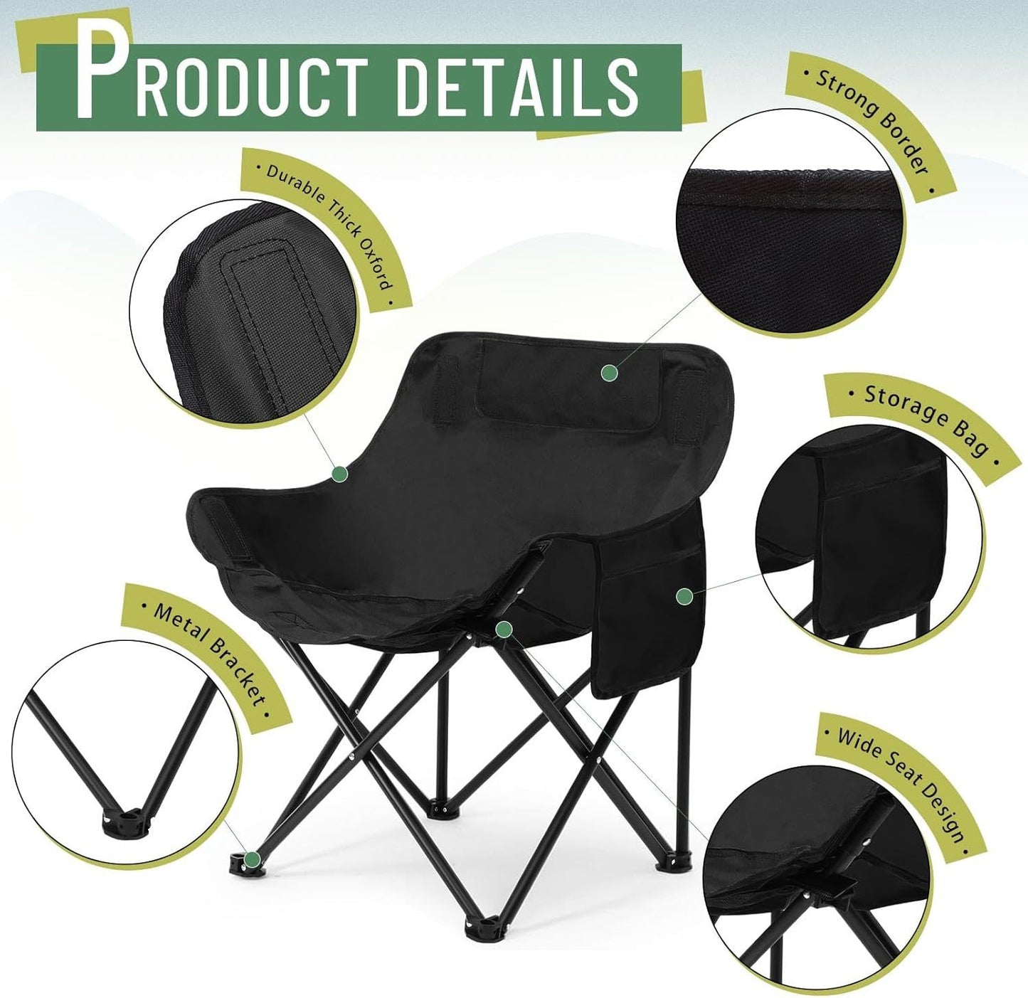 2 Pack Compact Camping Chairs Portable Folding For Outside camping