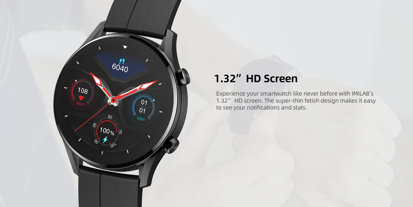 Smart Watch For Men Women Bluetooth Sports Fitness Tracker Heart Rate IP68 Waterproof -Black