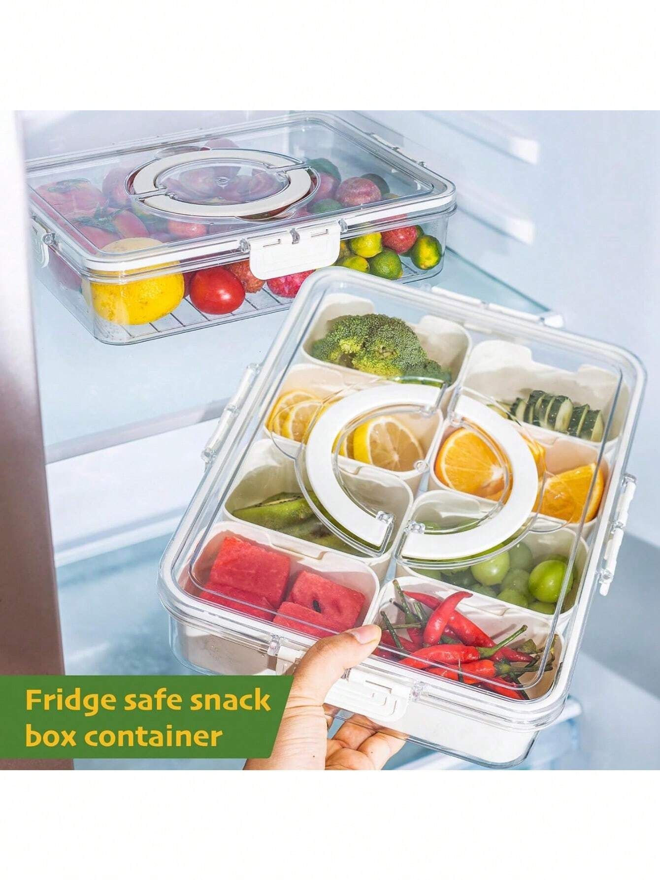 Divided Snack Box With Lid Clear Food Storage Container With Colorful Compartments