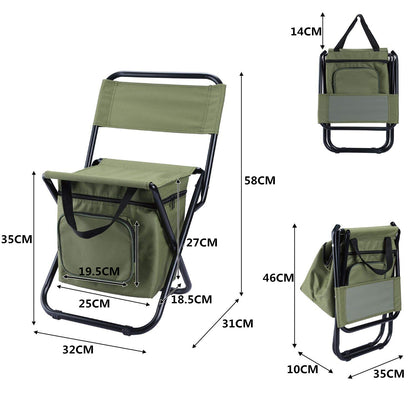 Folding Fishing Chair Backpack Insulation with Cooler Bag Portable Folding Beach Chair