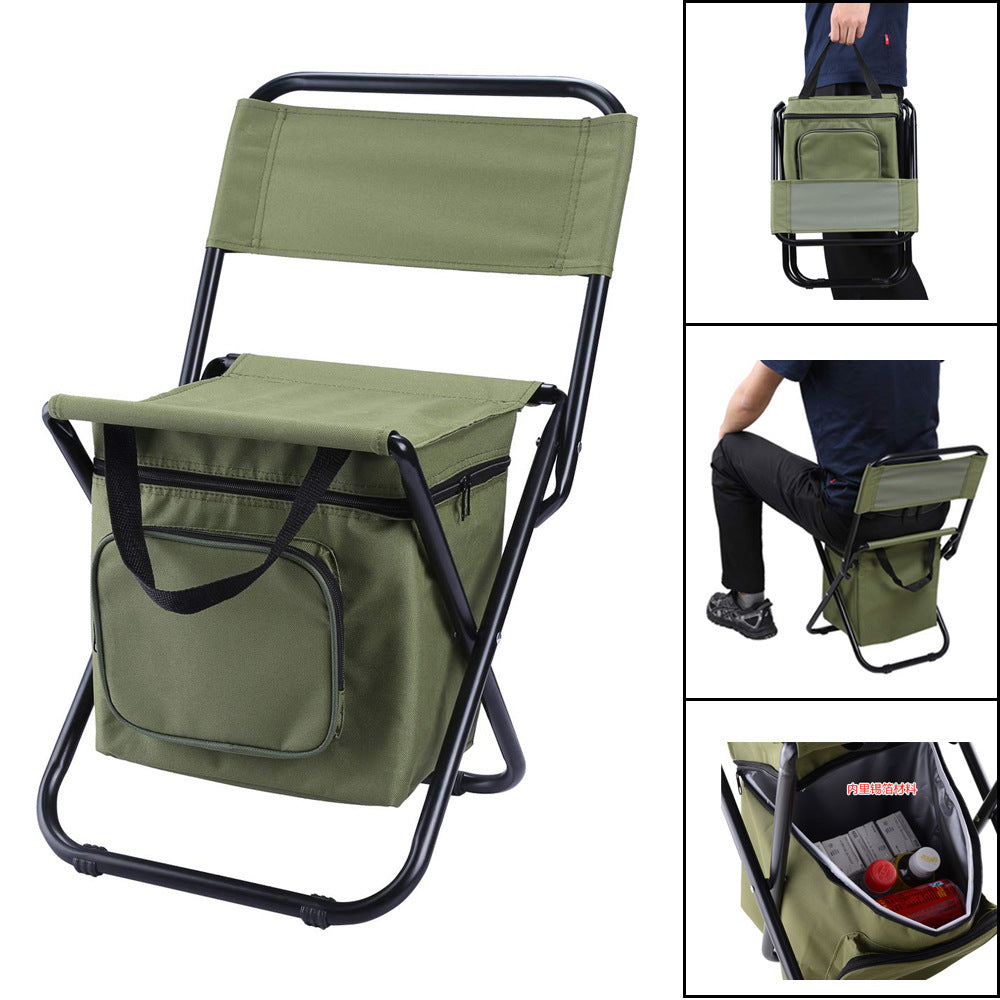 Folding Fishing Chair Backpack Insulation with Cooler Bag Portable Folding Beach Chair