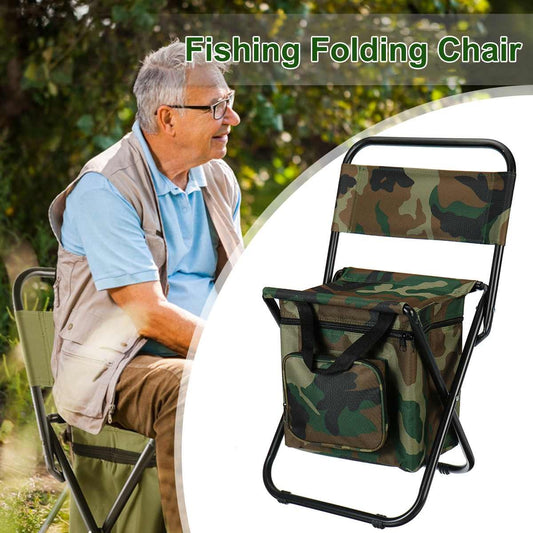 Folding Fishing Chair Backpack Insulation with Cooler Bag Portable Folding Beach Chair