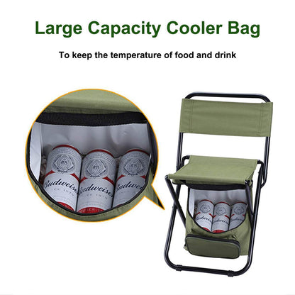 Folding Fishing Chair Backpack Insulation with Cooler Bag Portable Folding Beach Chair