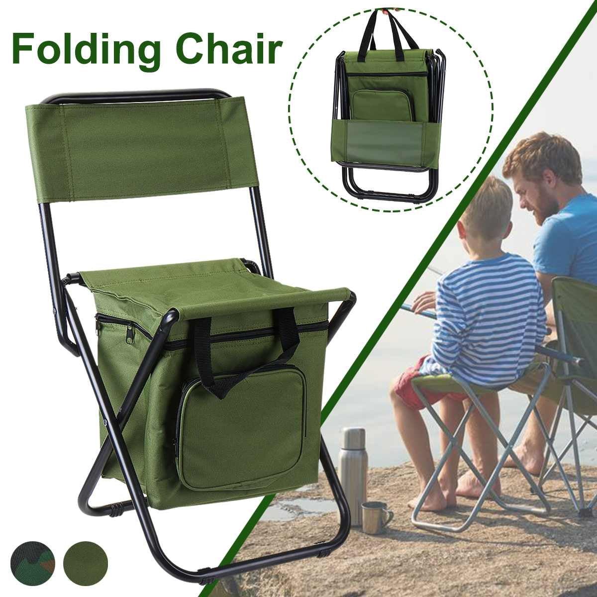 Folding Fishing Chair Backpack Insulation with Cooler Bag Portable Folding Beach Chair