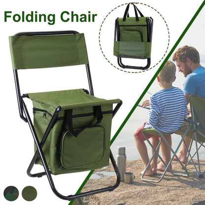 Folding Fishing Chair Backpack Insulation with Cooler Bag Portable Folding Beach Chair