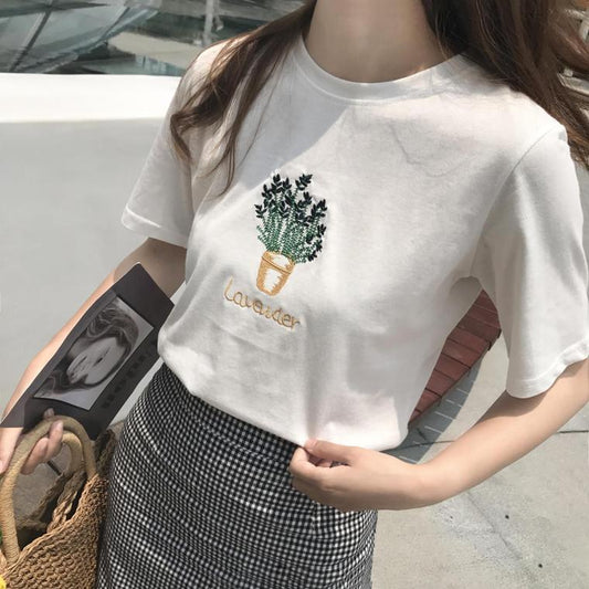LAVENDER EMBROIDERY TEE