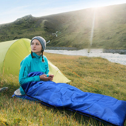 4 SEASON SINGLE SLEEPING BAGS CAMPING RECTANGULAR ENVELOPE ZIP UP KIDSUK