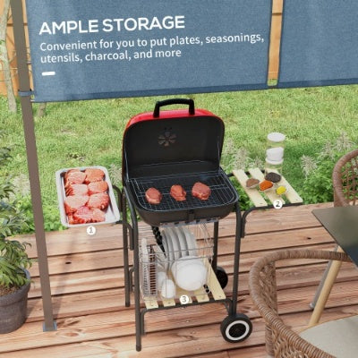 Outsunny 17 Portable Charcoal Grill With Wheels