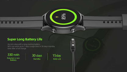 Smart Watch For Men Women Bluetooth Sports Fitness Tracker Heart Rate IP68 Waterproof -Black