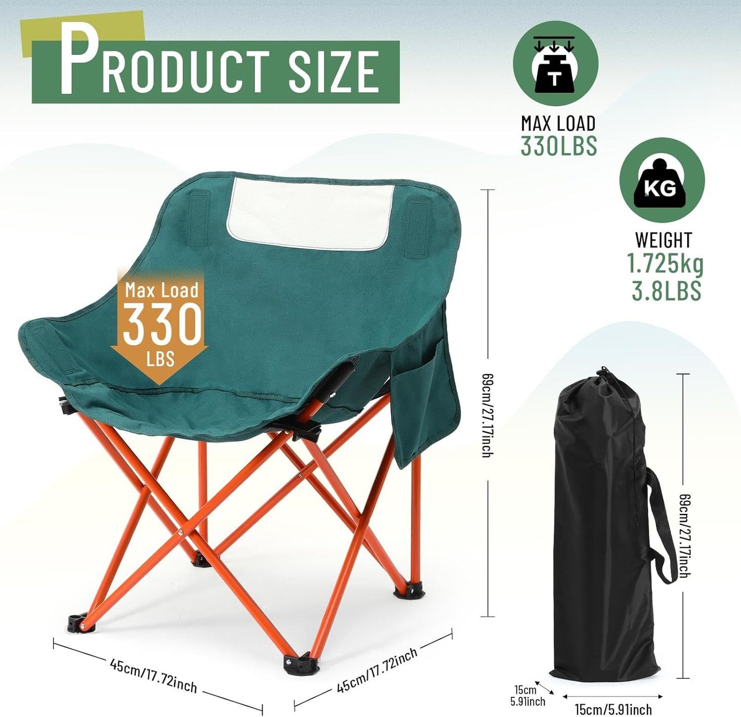 2 Pack Compact Camping Chairs Portable Folding For Outside  camping