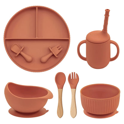 Baby Silicone Cookware Feeding Plate Bowl Set
