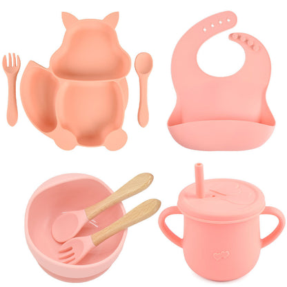 Silicone Children's Tableware Baby Feeding Complementary Food Training Set