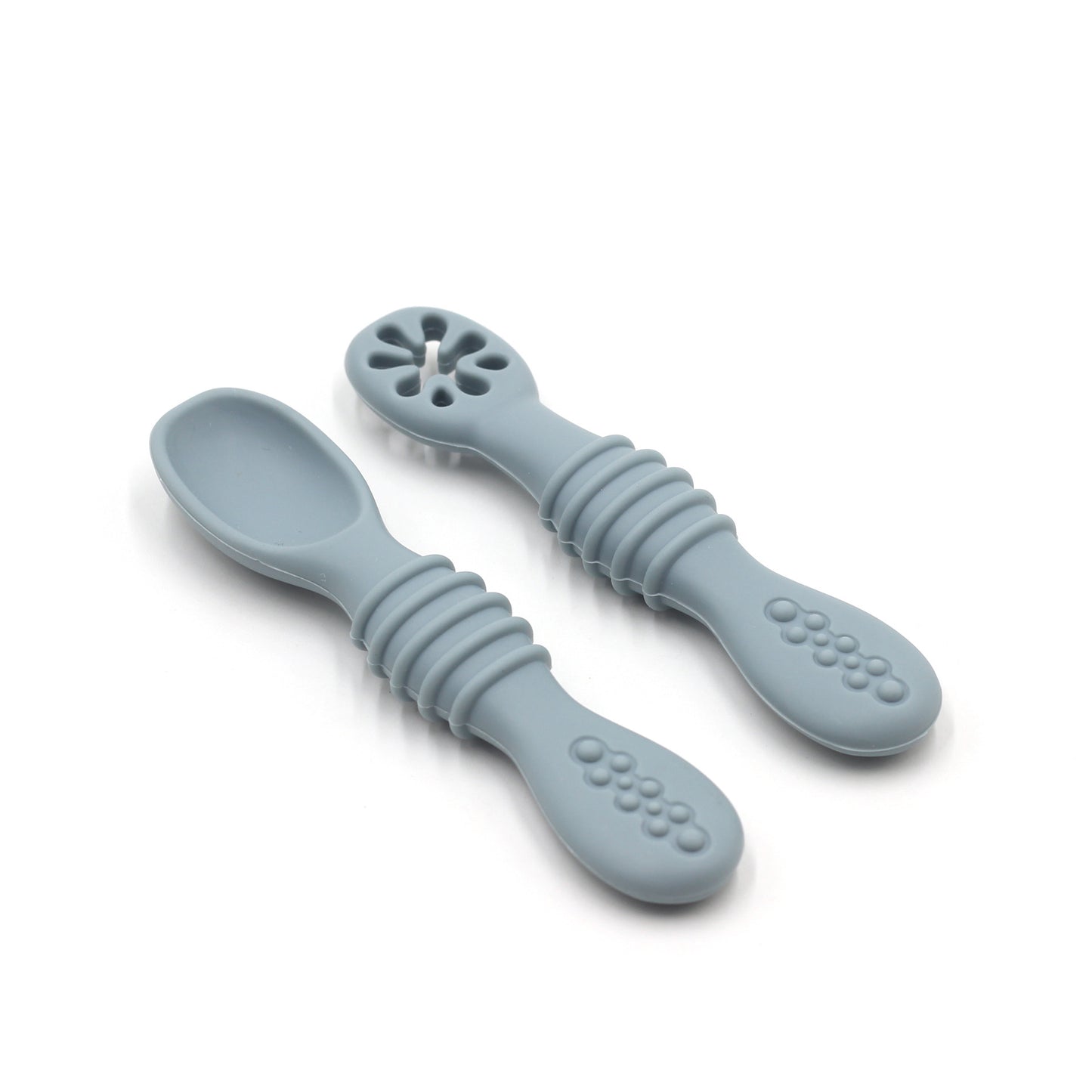 Baby Eating Training Set Toddler Feeding Silicone Sticky Spoon Fork