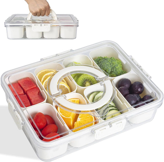 Divided Snack Box With Lid Clear Food Storage Container With Colorful Compartments