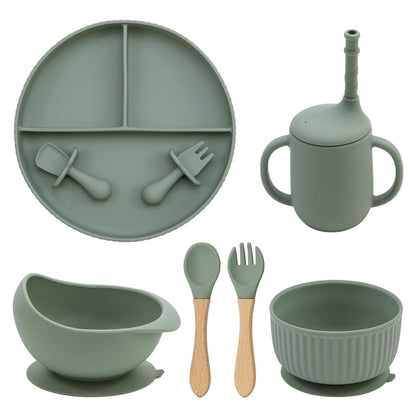 Baby Silicone Cookware Feeding Plate Bowl Set