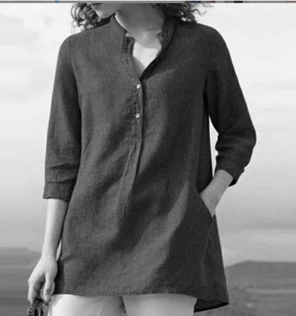 Casual Stand-up Collar Loose Blouse