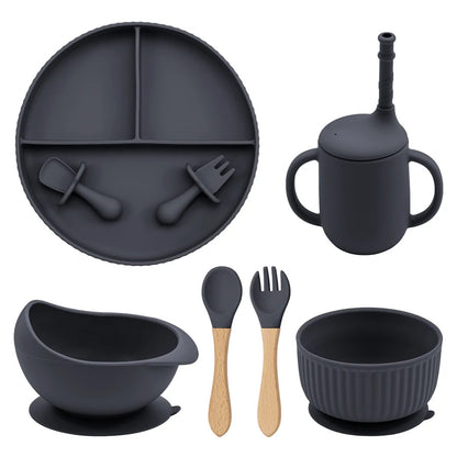 Baby Silicone Cookware Feeding Plate Bowl Set
