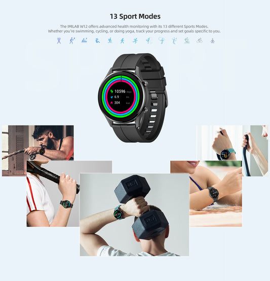 Smart Watch For Men Women Bluetooth Sports Fitness Tracker Heart Rate IP68 Waterproof -Black