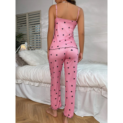 Fashion Suspender Pants For Women's Sleeping Set