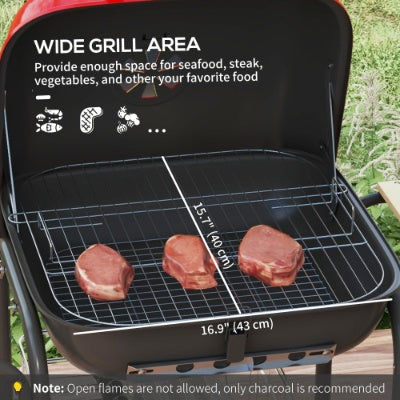 Outsunny 17 Portable Charcoal Grill With Wheels