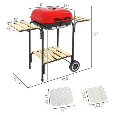Outsunny 17 Portable Charcoal Grill With Wheels