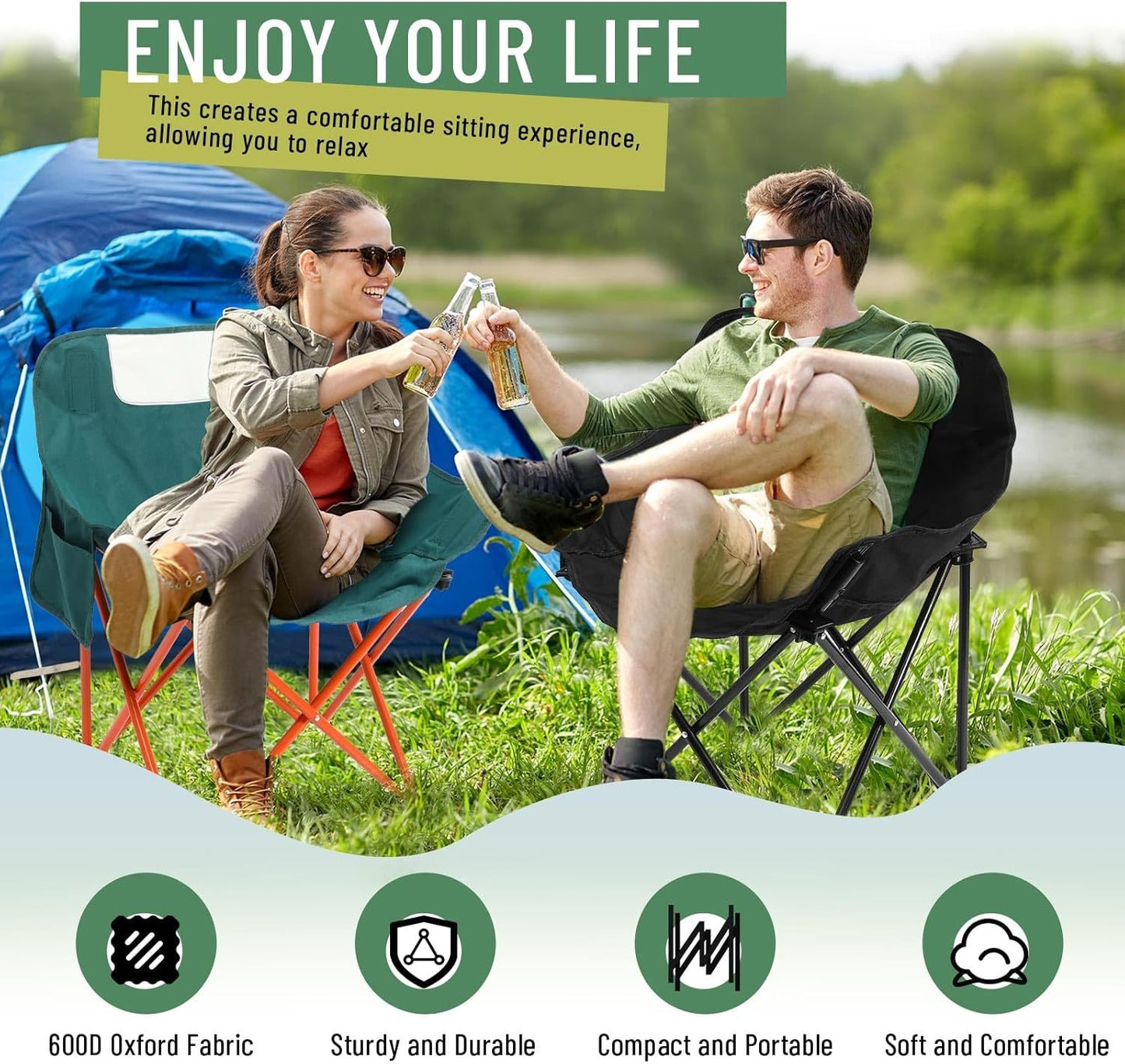 2 Pack Compact Camping Chairs Portable Folding For Outside  camping
