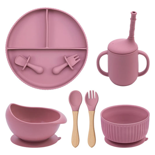 Baby Silicone Cookware Feeding Plate Bowl Set