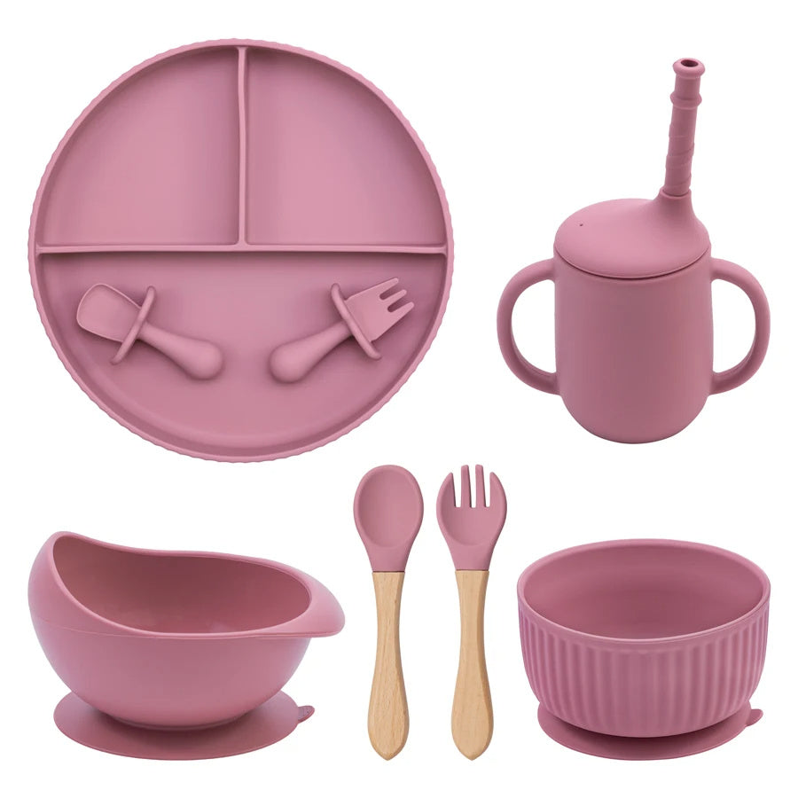 Baby Silicone Cookware Feeding Plate Bowl Set