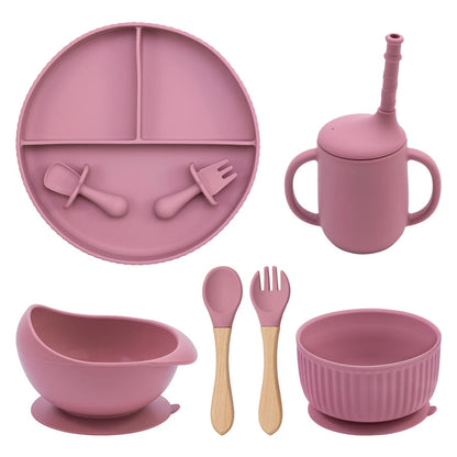 Baby Silicone Cookware Feeding Plate Bowl Set