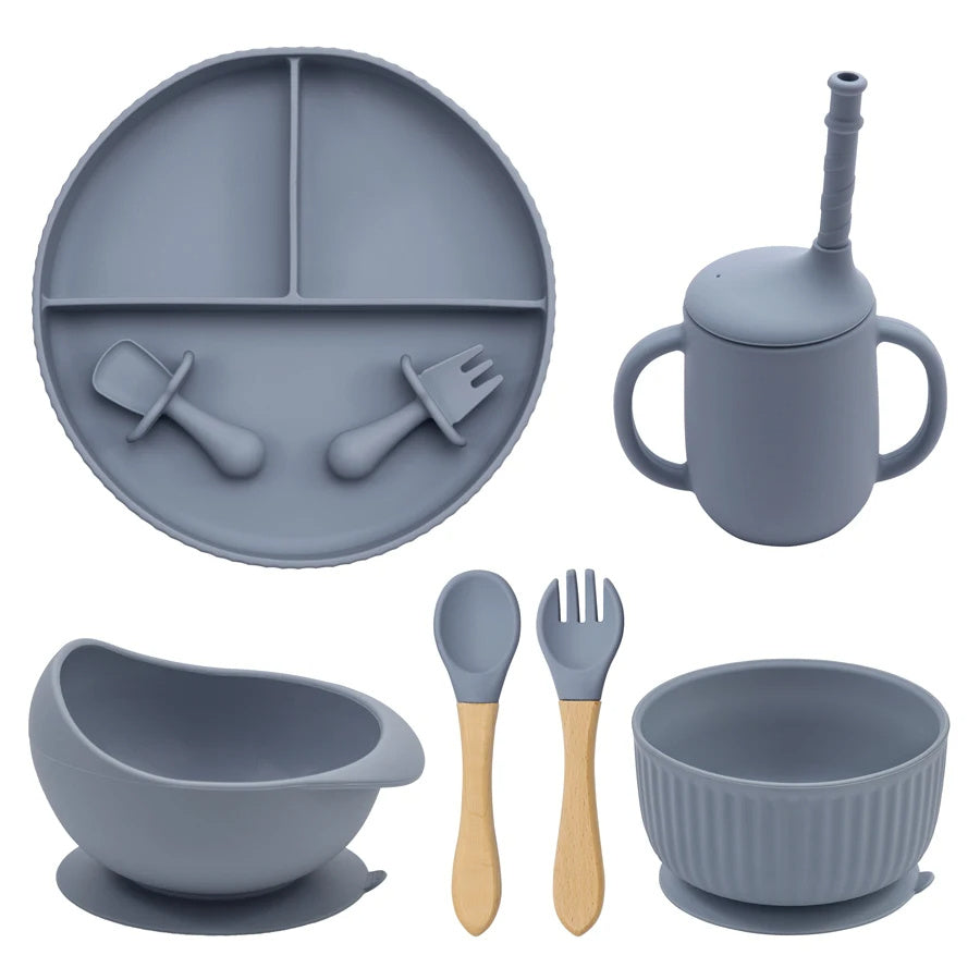 Baby Silicone Cookware Feeding Plate Bowl Set
