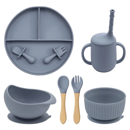 Baby Silicone Cookware Feeding Plate Bowl Set
