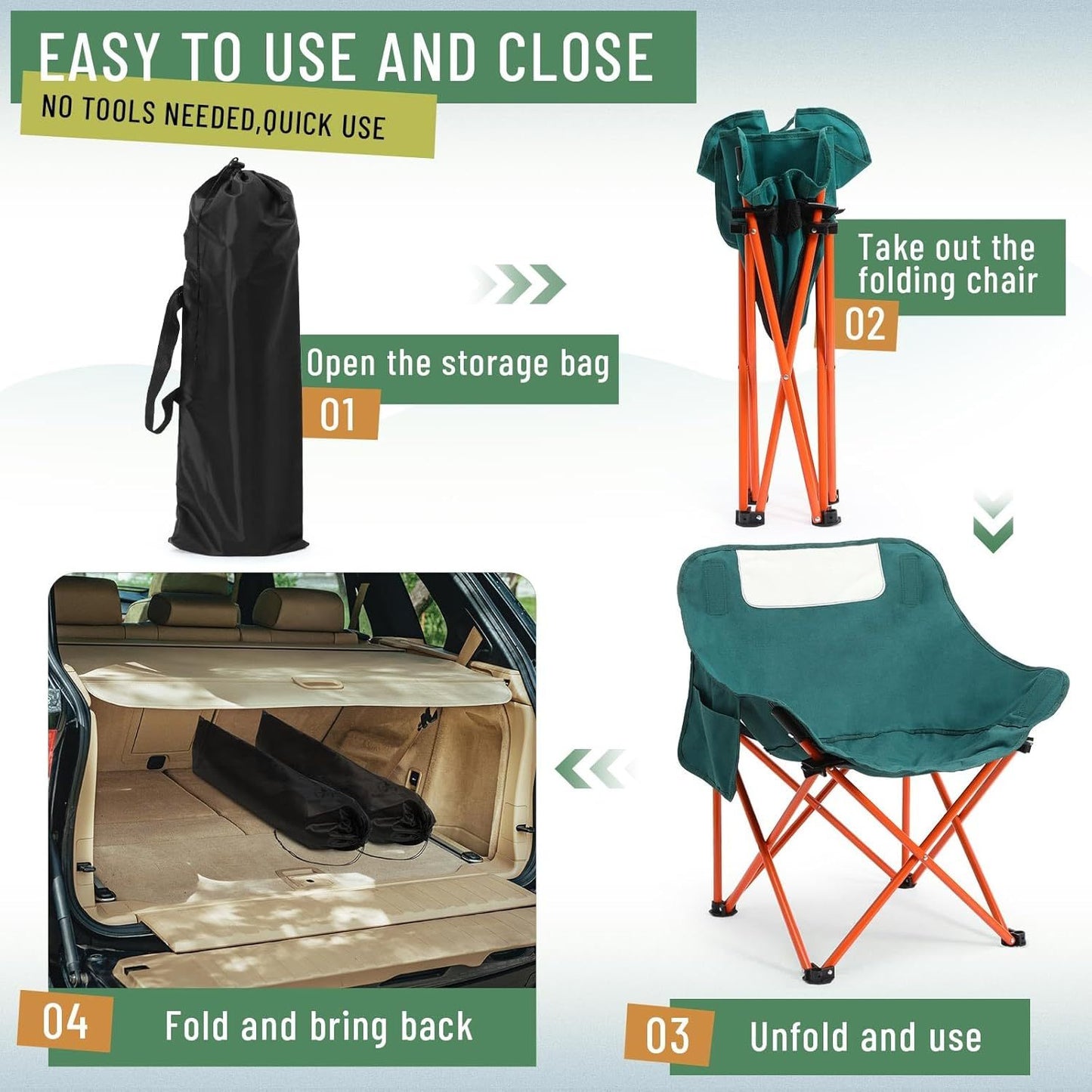 2 Pack Compact Camping Chairs Portable Folding For Outside  camping