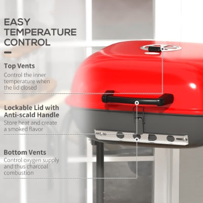 Outsunny 17 Portable Charcoal Grill With Wheels